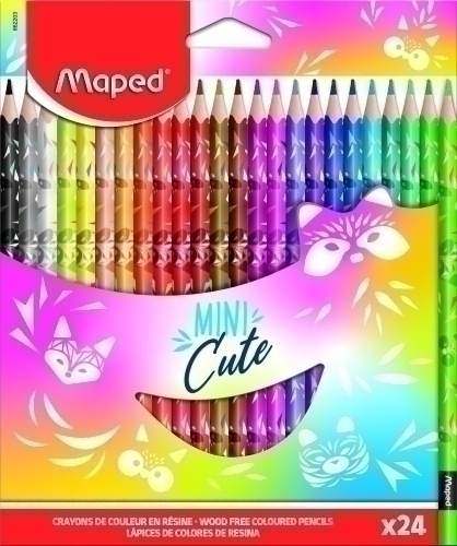 MAPED LÁPICES DE COLORES DE RESINA MINI CUTE COLORES SURTIDOS EN ESTUCHE DE 24 - Color no elegible