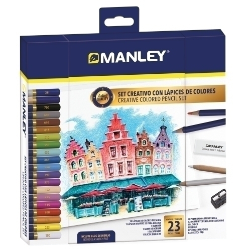 MANLEY SET CREATIVO LÁPICES DE COLORES 23 PIEZAS SURTIDO - Color no elegible