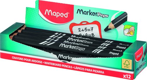 LAPIZ MARCADOR MAPED PIZARRA NEGRO - Pack de 12 unidades