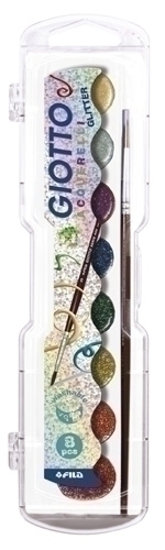ACUARELAS GIOTTO GLITTER 30 mm ESTUCHE 8
