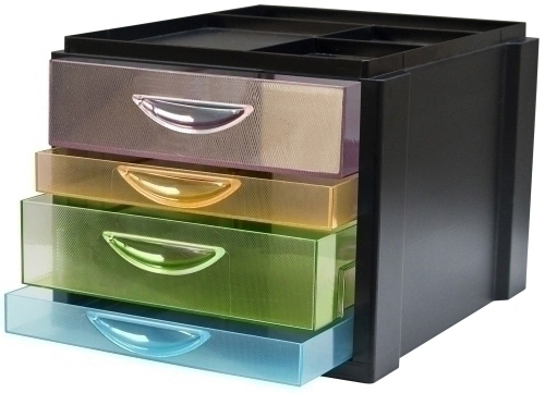 MODULO OLEF 4 CAJONES NEGRO/TRAS