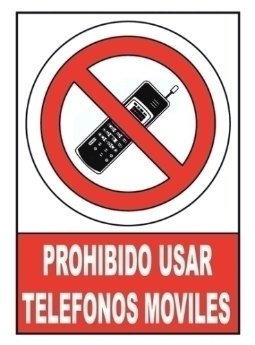 SEÑAL PROHIBIDO USAR TELEFONOS MOVILES