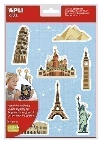 Blister 16 gomets removibles monumentos. 2 hojas 15171