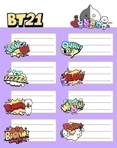 ETIQUETA ESCOLAR ERIK 15,8x20 BT21 - Pack de 10 unidades