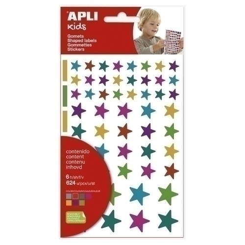 APLI GOMETS ESTRELLAS REMOVIBLES MULTICOLOR 624U 6 HOJAS C/SURTIDOS - Color no elegible