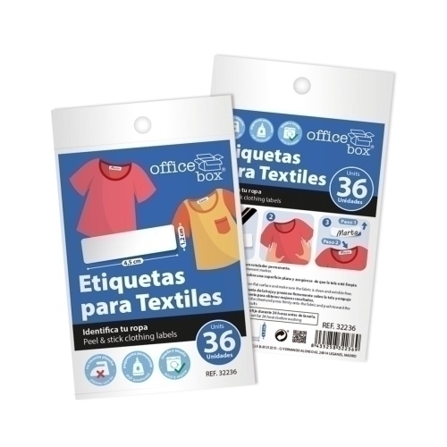 Etiquetas Adhesivas para Téxtiles 4.5x1.2cm Blíster 36 Unidades Blanco