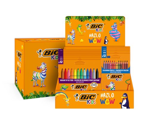 BIC ROTULADORES Y LÁPICES DE COLORES KIDS HAZLO WOW EXPOSITOR 12 +12 ESTUCHES DE 12 UD C/SURTIDOS - Color no elegible