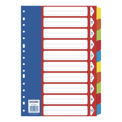 SEPARADORES DOHE CARTON COLORES Fº 10 ps
