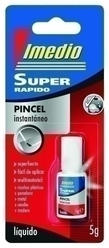IMEDIO PEGAMENTO SUPER RÁPIDO LÍQUIDO ADHESIVO INSTANTÁNEO PINCEL 3 X 1GR EN BLÍSTER