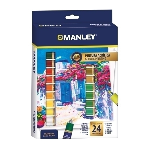 ESTUCHE PINTURA ACRILICA 24 X 12ML MANLEY MDV00024