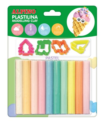 PLASTILINA ALPINO BL. 10 PASTEL + HERR - Pack de 24 unidades