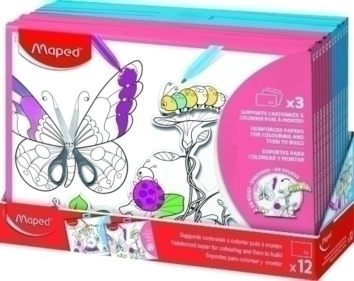 MAPED 3 SOPORTES 3D PARA COLOREAR Y PINTAR + PASTILLAS ADHESIVAS COLORES SURTIDOS - Color no elegible