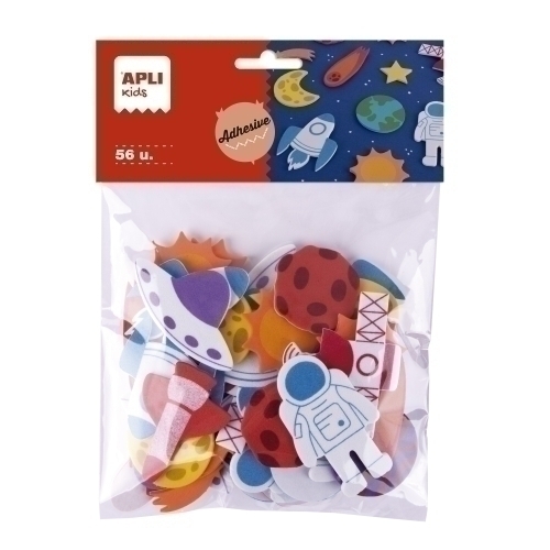 APLI FORMAS DE GOMA EVA ADHESIVA DISEÑO ESPACIO BOLSA DE 56 C/SURTIDOS +4 AÑOS - Color no elegible