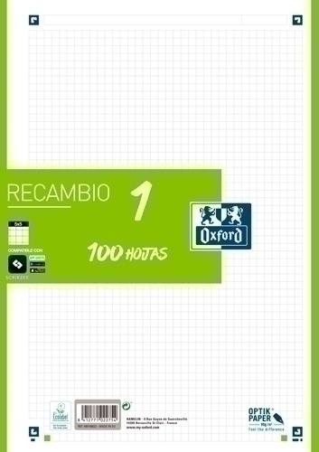 RECAMBIO OXF. A4 100h 4 TAL. CD.5 VERDE
