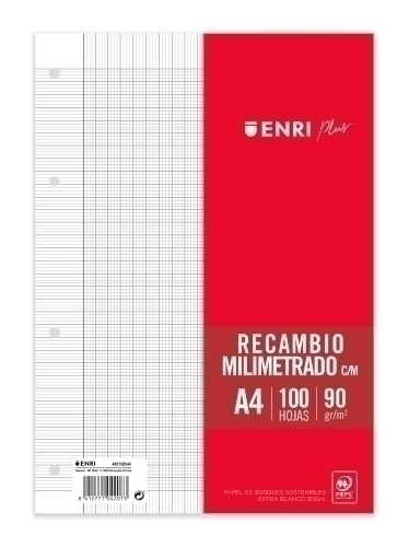 RECAMBIO ENRI PLUS A4 100h 4 TAL. MM.