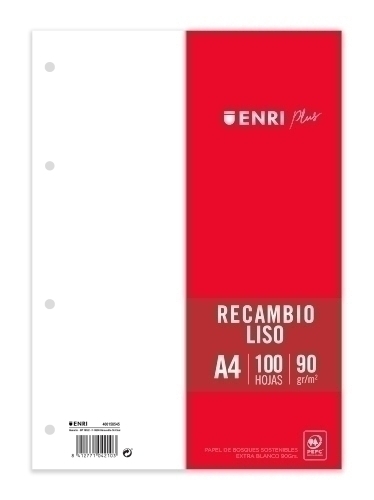 RECAMBIO ENRI PLUS A4 100h 4 TAL. LISO