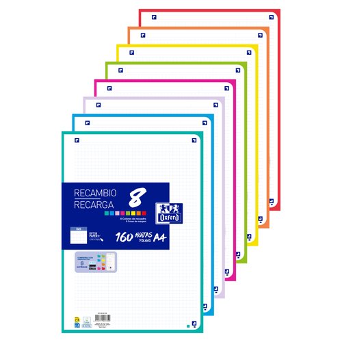 RECAMBIO OXF. COLOR 8 A4 160h 4 TAL. CD - Pack de 15 unidades