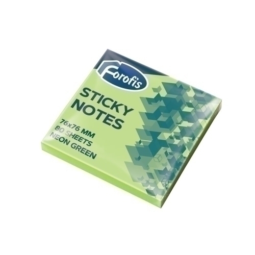 TACO NOTAS FOROFIS 80h 76x76 VERDE NEON - Pack de 12 unidades