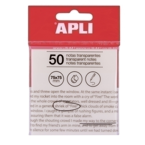 NOTAS ADHESIVAS APLI 50h 75x75 TRAS.TRAN