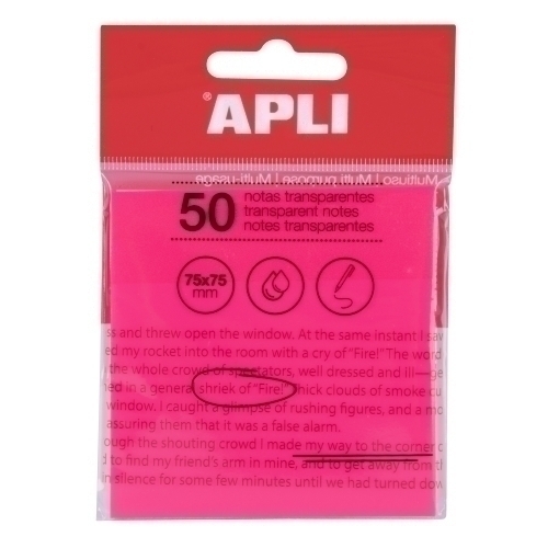NOTAS ADHESIVAS APLI 50h 75x75 TRAS.ROSA
