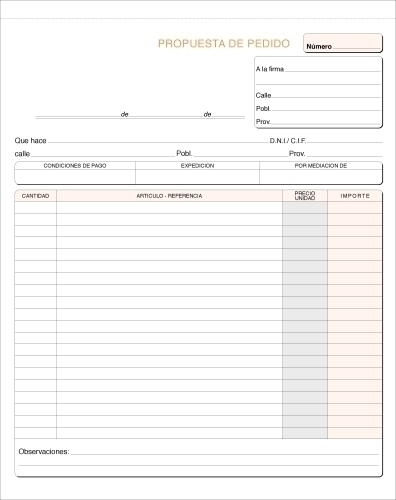 TALONARIO PEDIDOS HOLANDESA TRIPL. LOAN