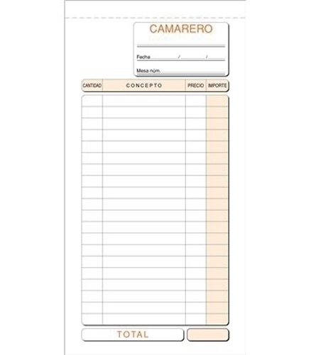 TALONARIO CAMAREROS 1/3 TRIPLICADO LOAN