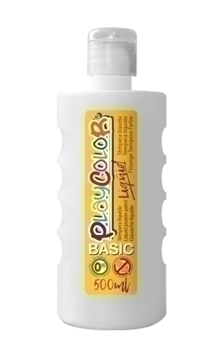 BOTE ERG. TEMPERA LIQ. PLAYCOLOR 500ML BLANCO - Pack de 6 unidades