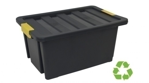 CAJA SOSTENIBLE DE ALMACENAJE CON TAPA Y RUEDAS 55 LITROS 43X63X30CM PP NEGRO ARCHIVO 2000 CP1481055 NE