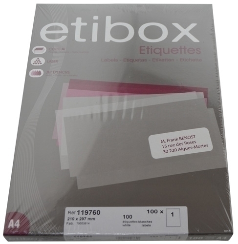 ETIQUETAS ADH.IMPR. ETIBOX A4 BLANCA CAJ