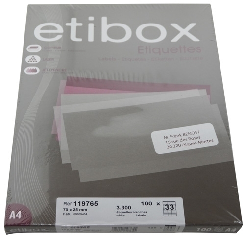 ETIQUETAS ADH.IMPR. ETIBOX A4 BLANCA CAJ