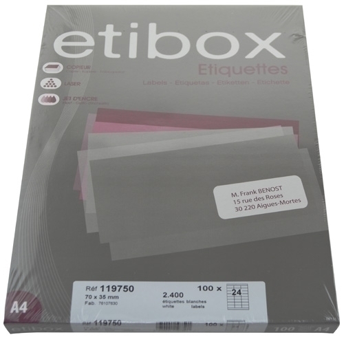 ETIQUETAS ADH.IMPR. ETIBOX A4 BLANCA CAJ