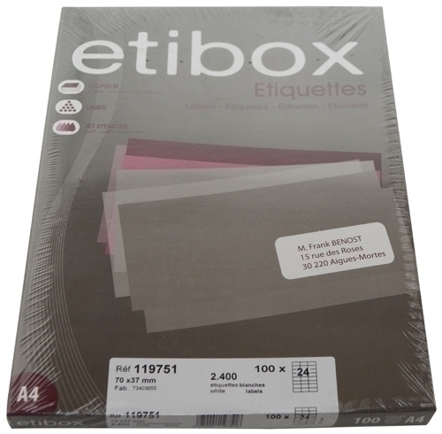 ETIQUETAS ADH.IMPR. ETIBOX A4 BLANCA CAJ