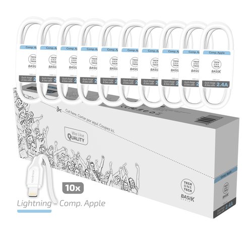 CABLE TECHONE USB-LIGHTNING 1 m. P/10