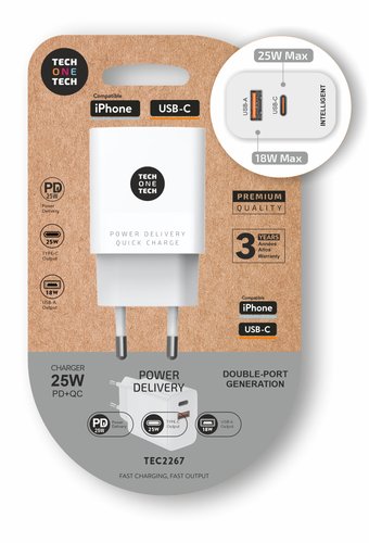 Cargador Doble USB-C/USB-A
