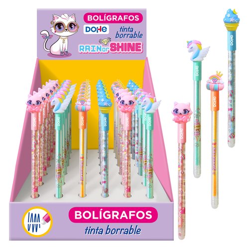 DOHE BOLÍGRAFOS TINTA BORRABLE RAIN OR SHINE EXPOSITOR 36 C/SURTIDOS - Color no elegible
