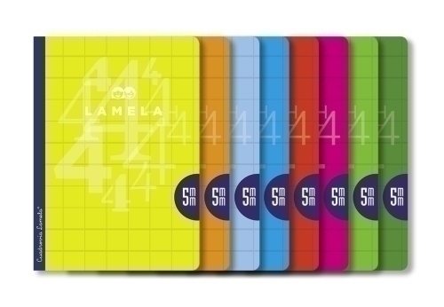 LAMELA LIBRETA GRAPADA 50H A4 90GR CUADRÍCULA 5MM CUBIERTA BÁSICA 5 C/SURTIDOS - Pack de 5 unidades - Color no elegible