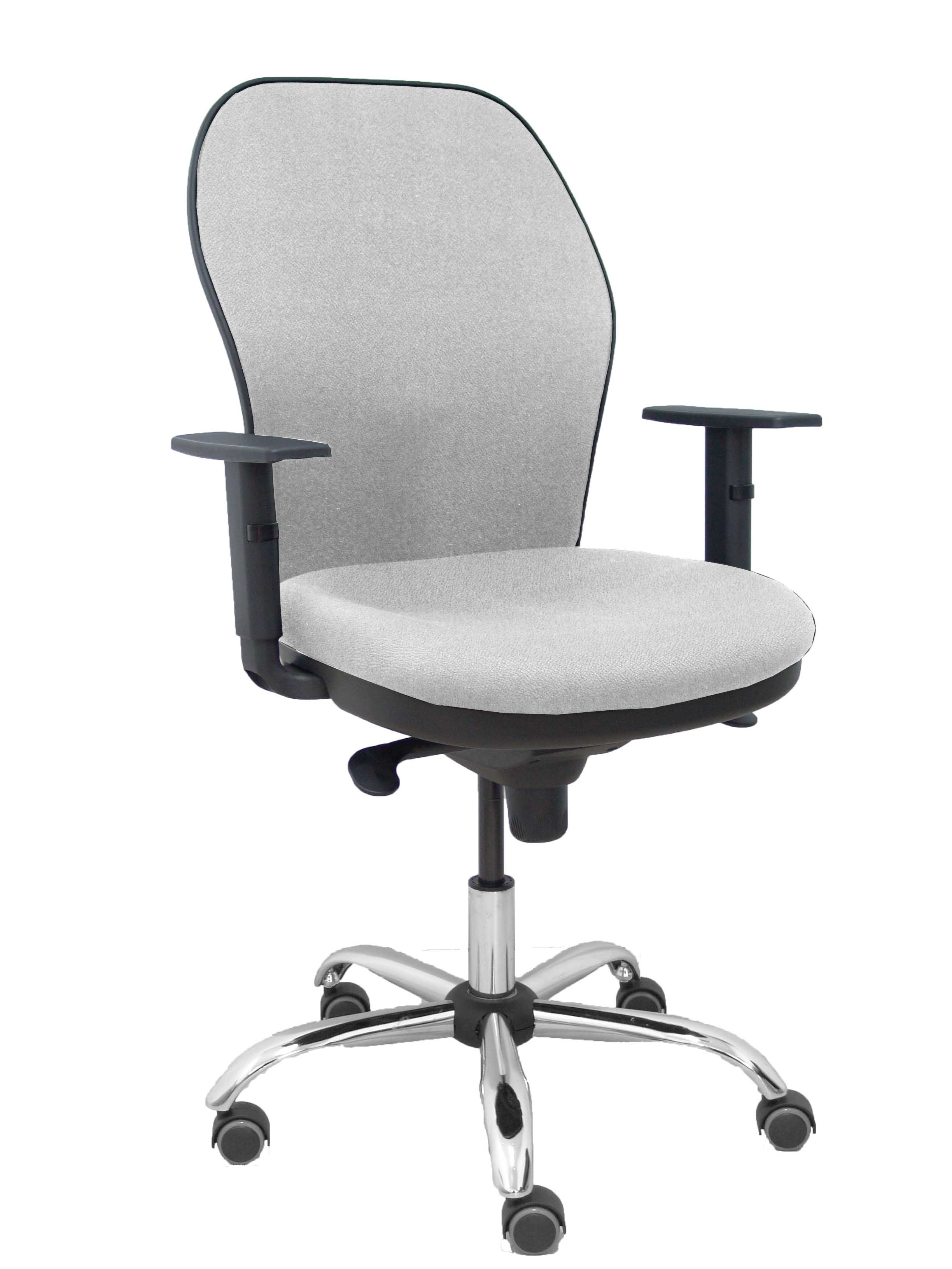 Silla Jorquera respaldo bali gris claro asiento bali gris claro base cromada y ruedas parqué