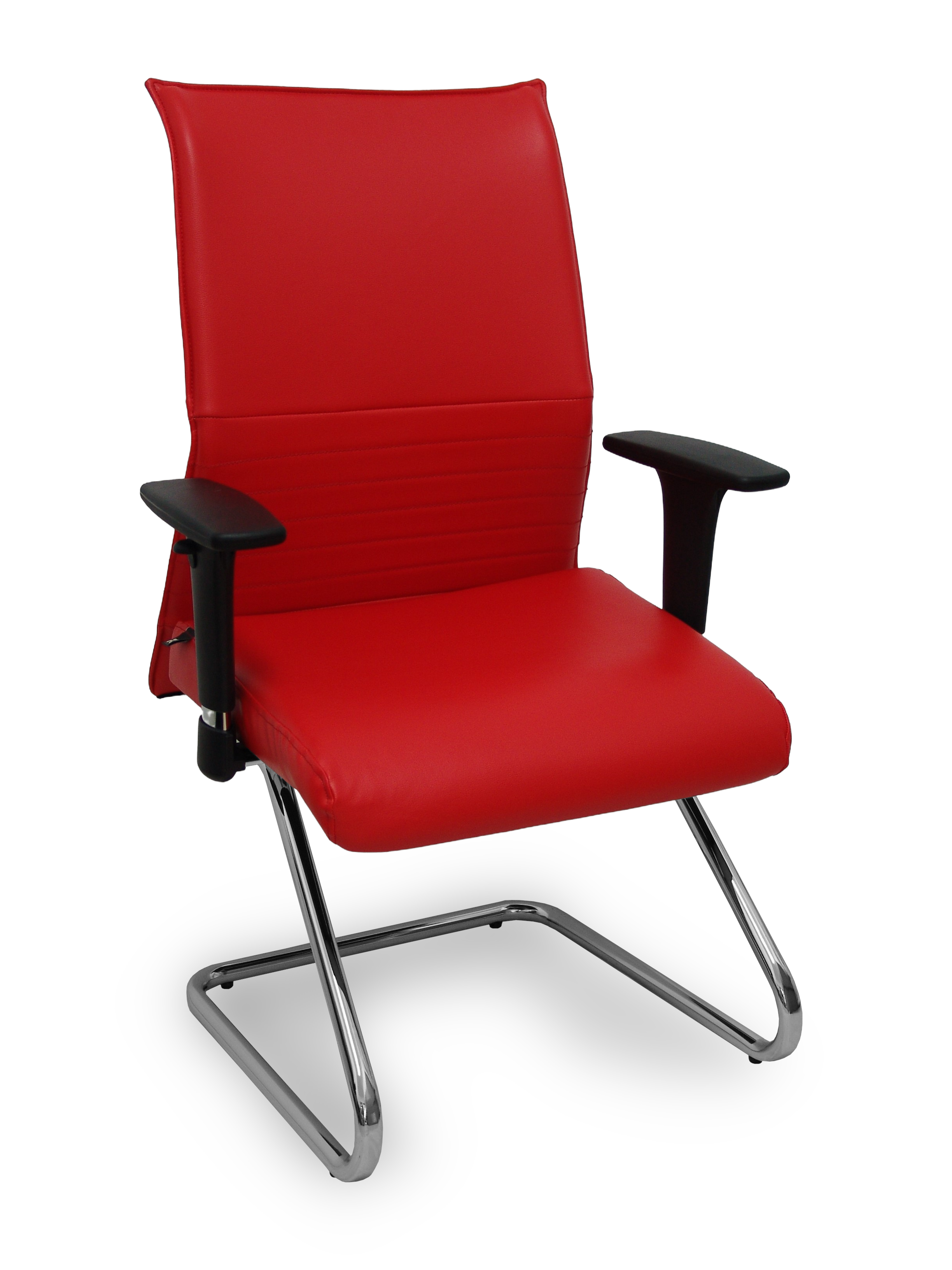 Sillón Albacete confidente patín similpiel rojo brazos regulables