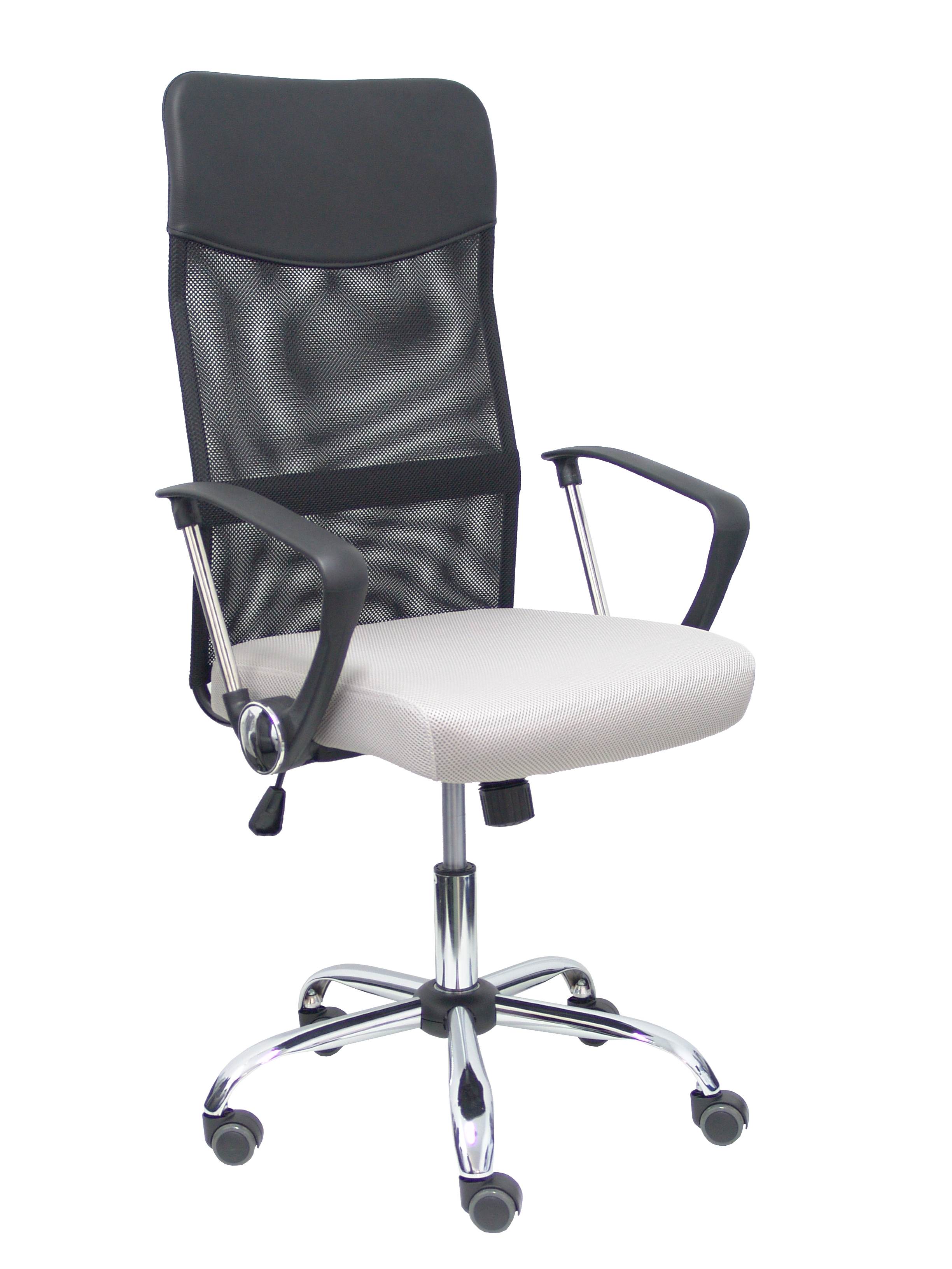 Silla Gontar respaldo malla negro asiento gris claro
