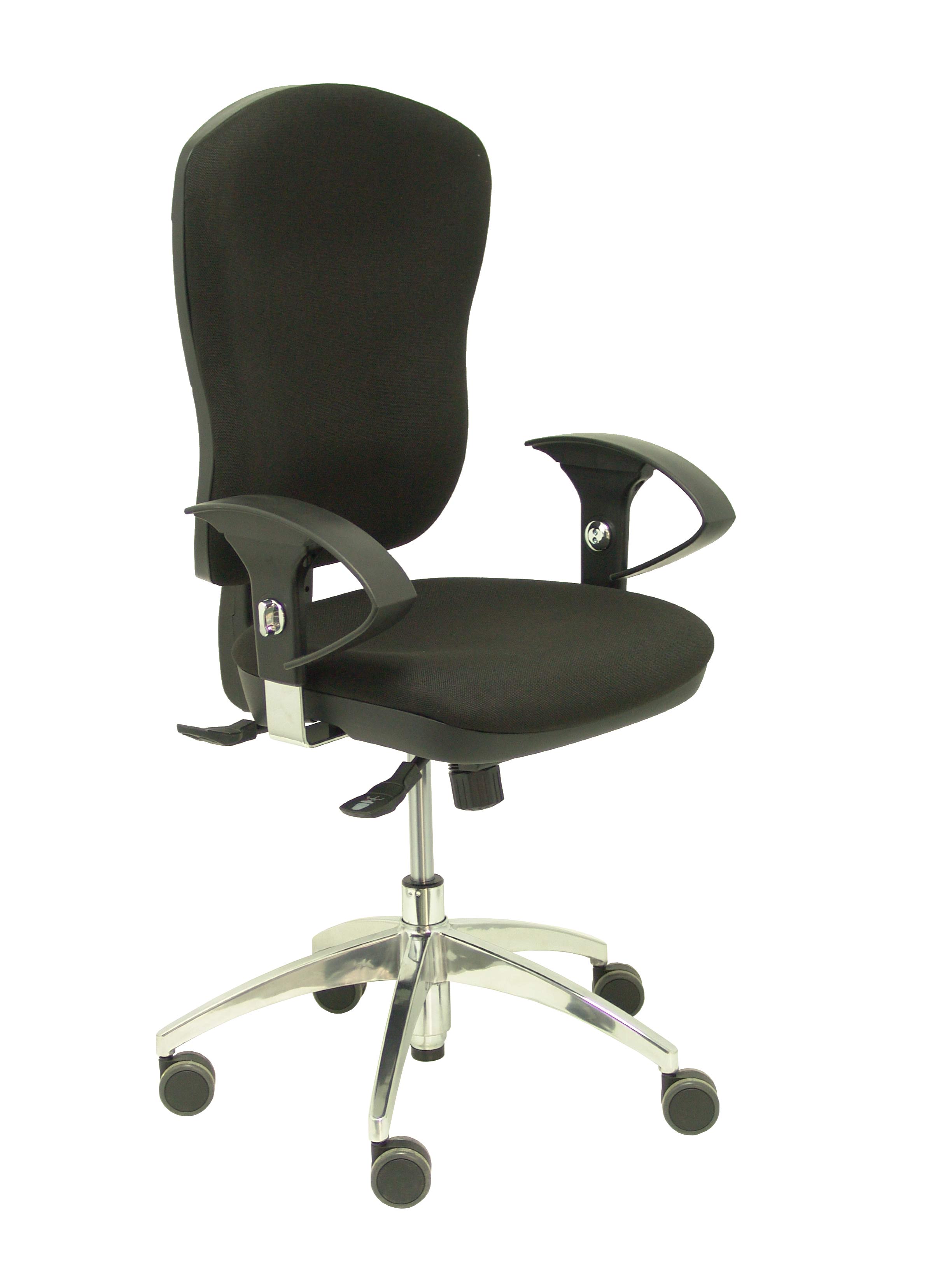 Silla Moral sincro tela negra brazos regulables