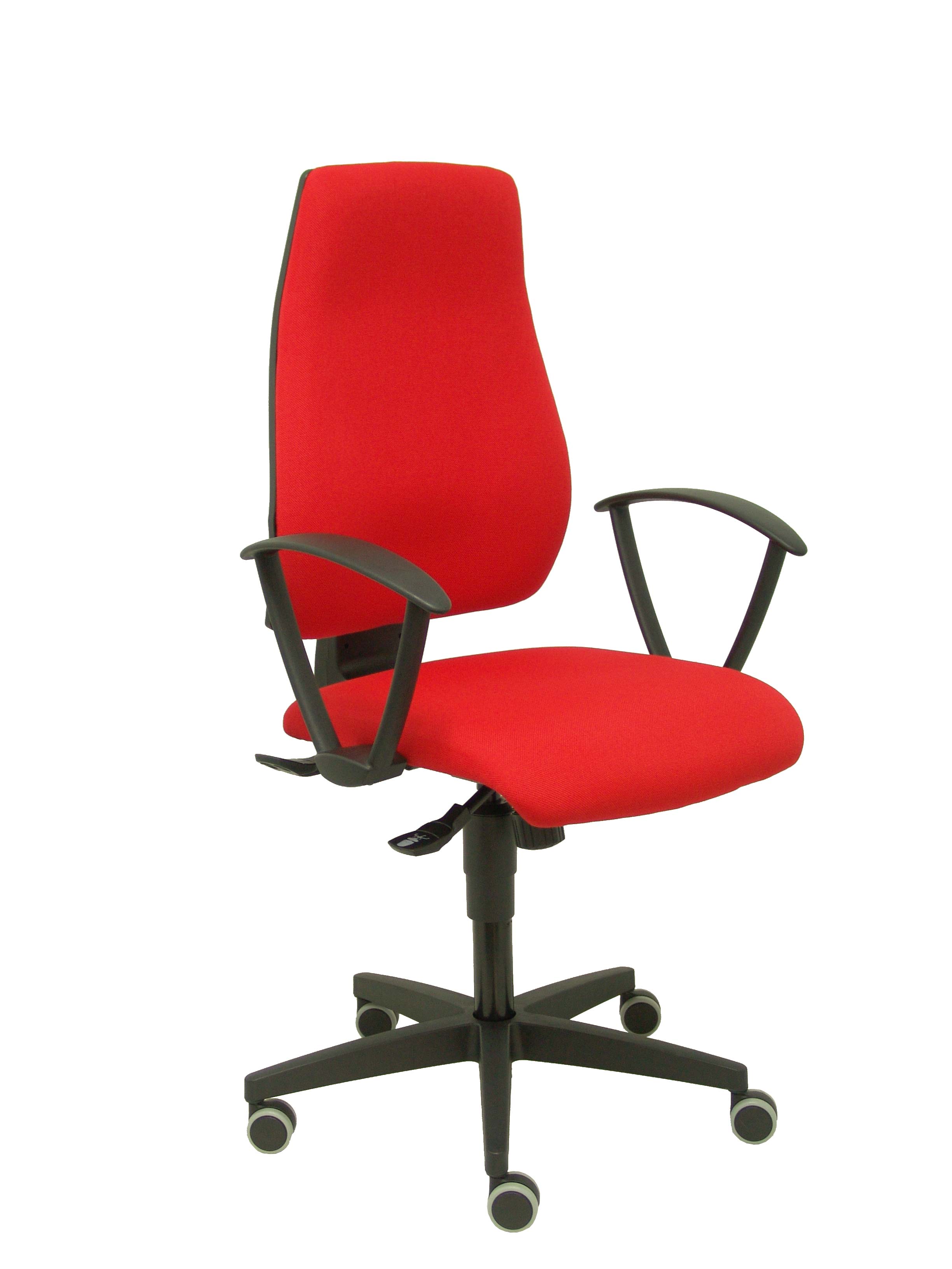 Silla Leganiel sincro tela rojo brazos fijos