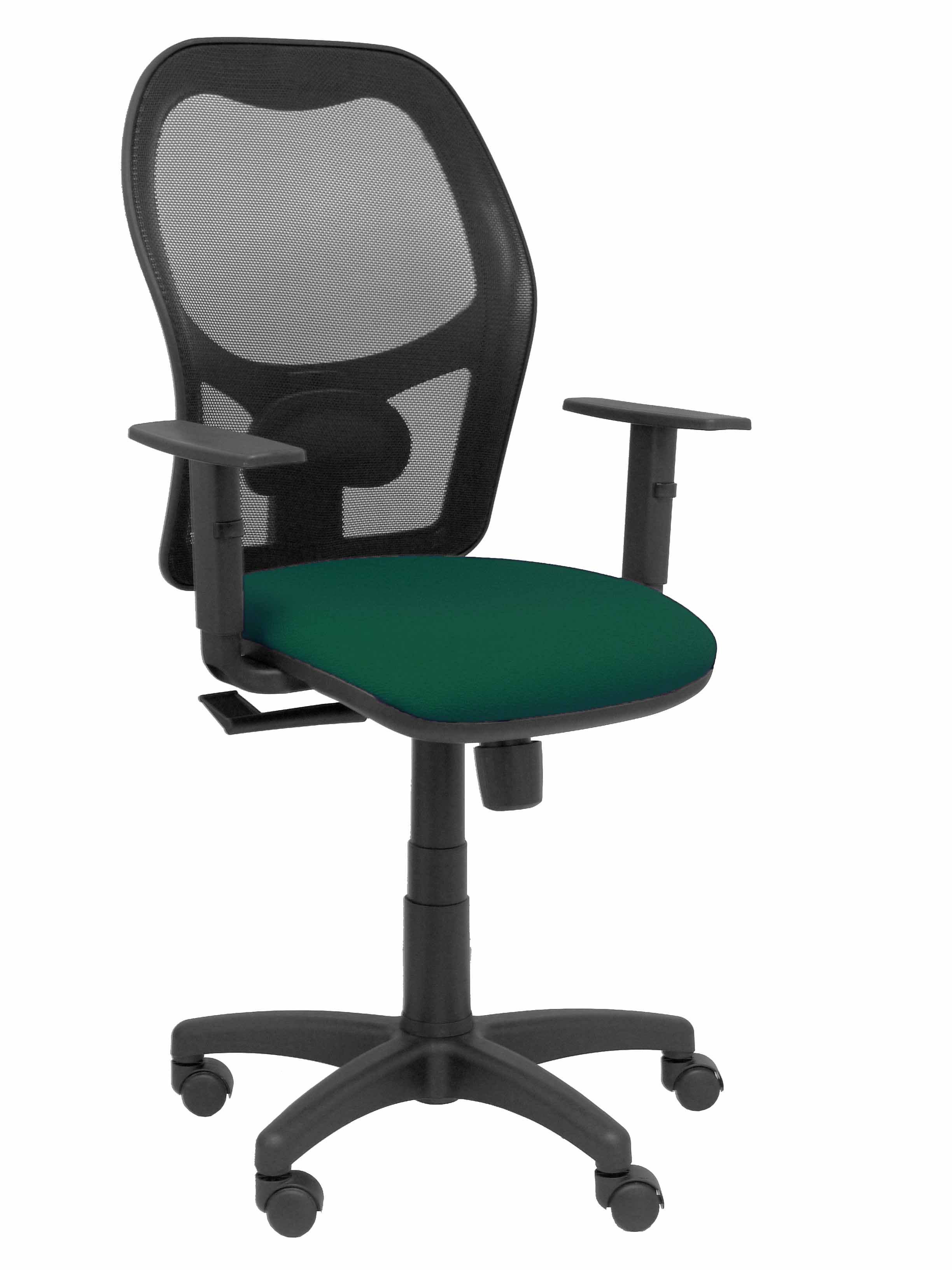 Silla Alocén malla negra asiento bali verde brazos regulables