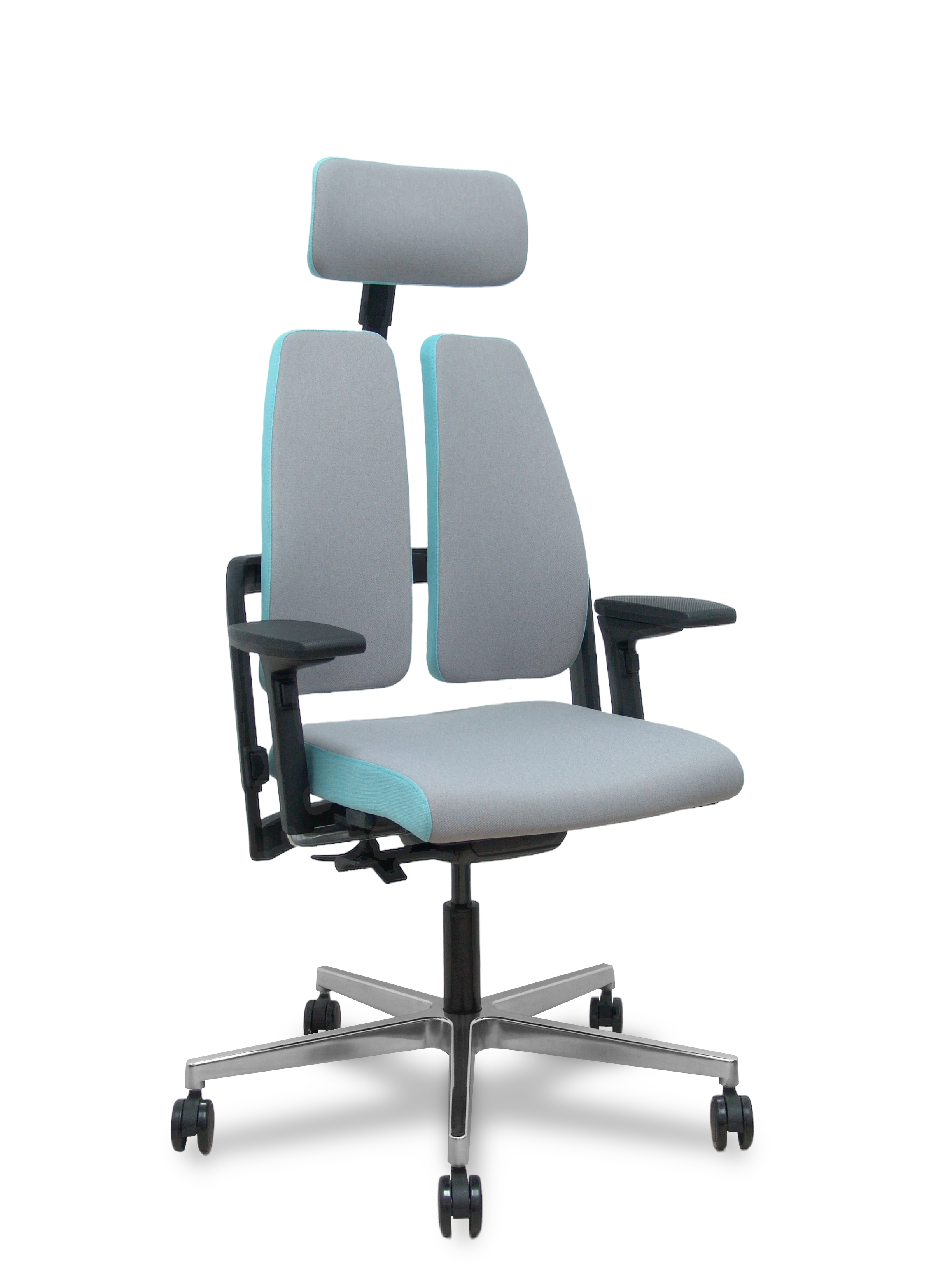 Silla Xilium Duo traslak X-move era gris y azul brazo 4D cabecero 2D