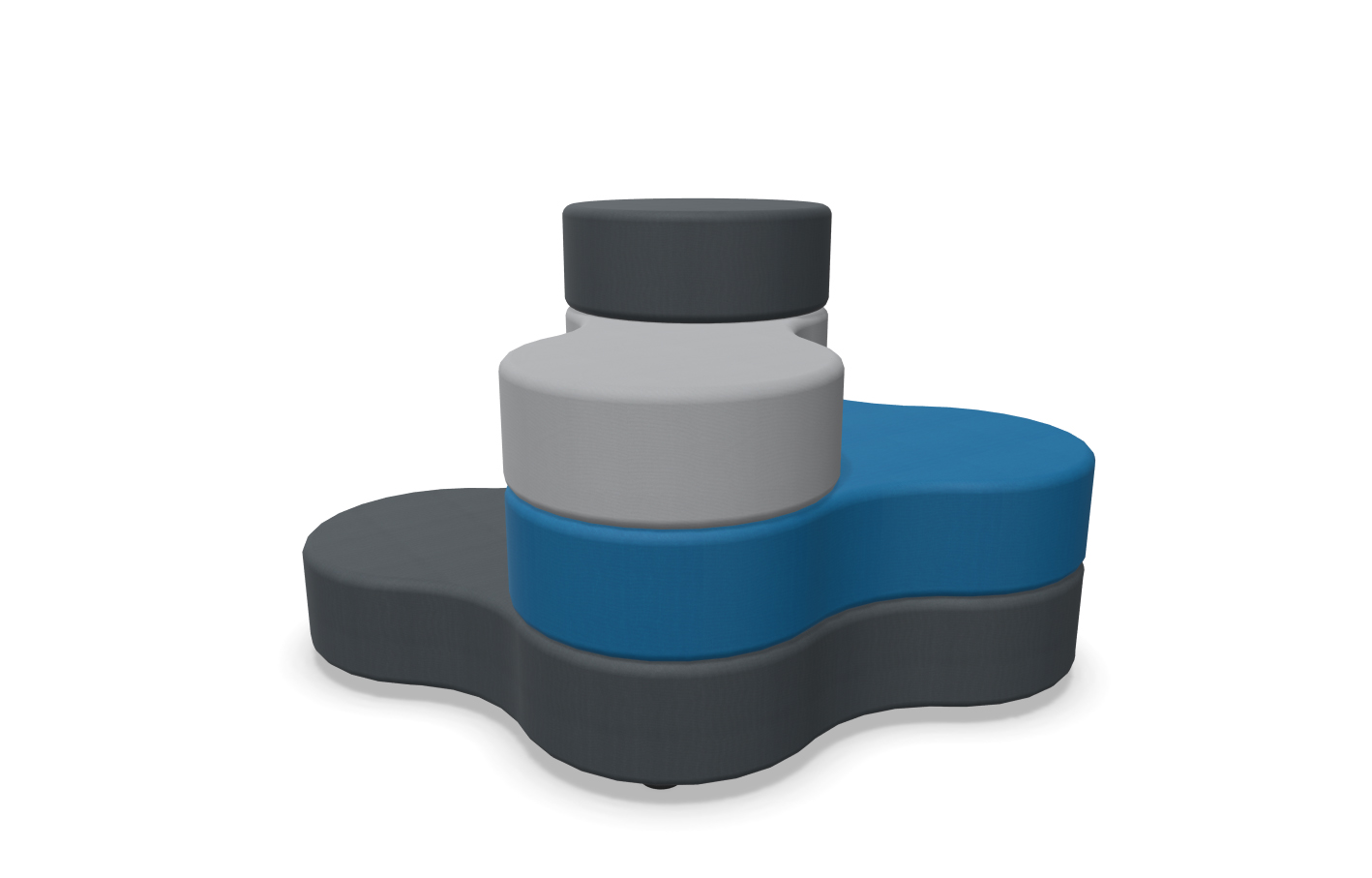 Puff modular Tapa de 4 pisos en color gris y azul