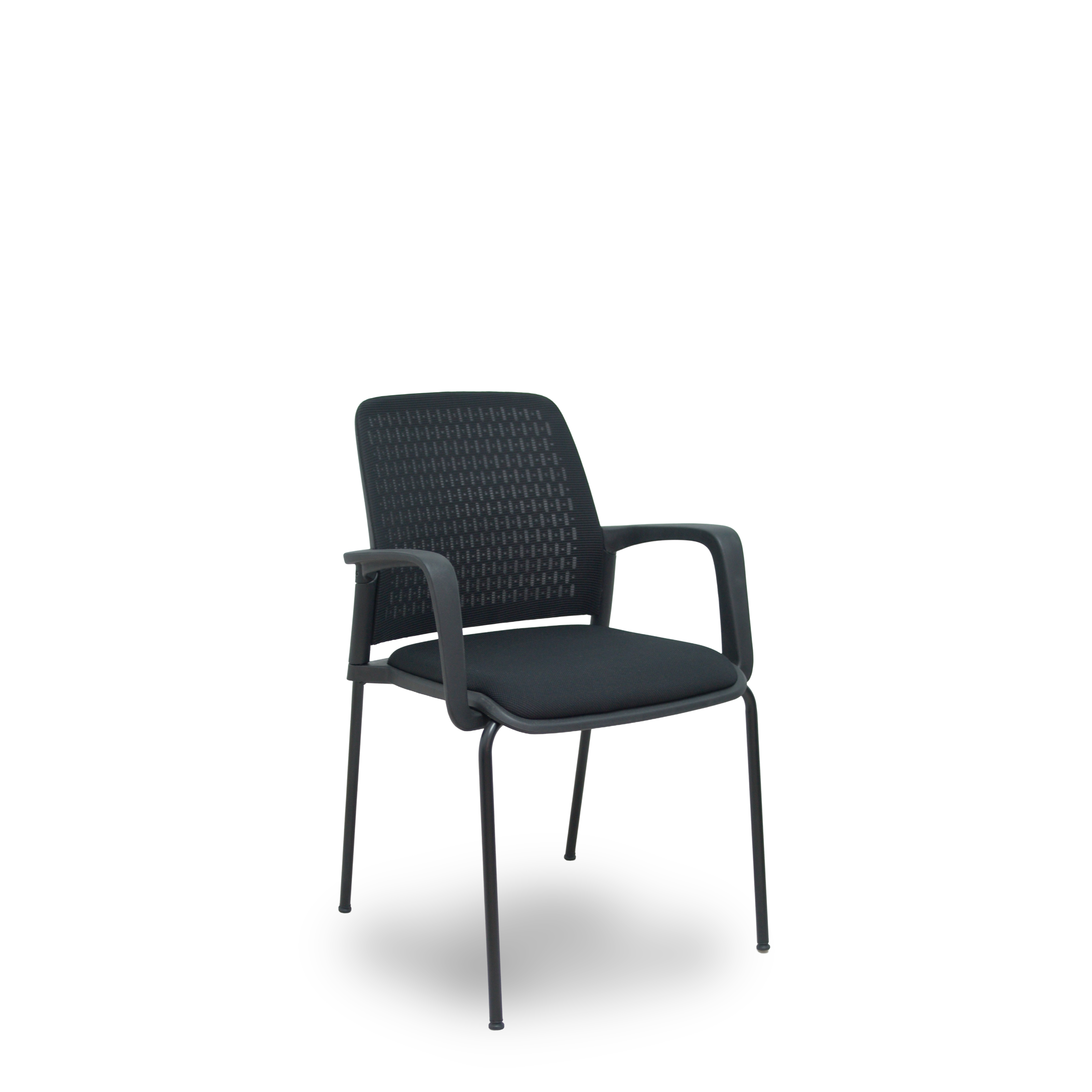 Pack 4 sillas Opti519 respaldo malla negra asiento tela negra