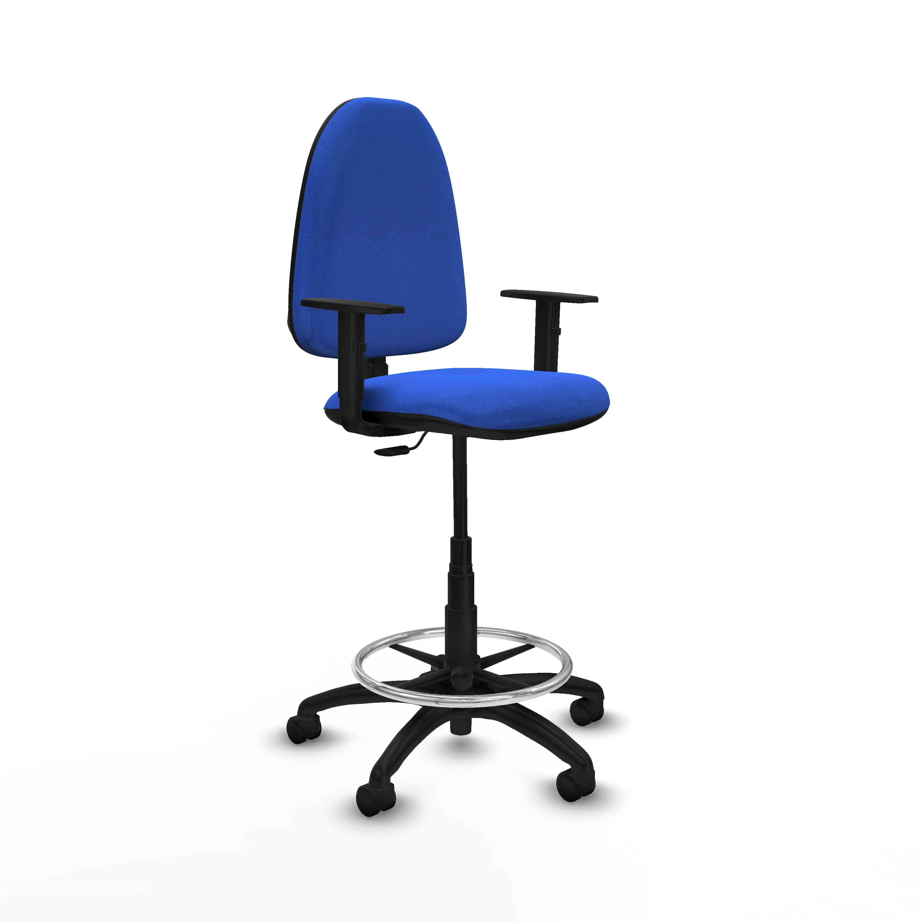 Taburete Aýna CP bali azul brazos 1D base poliamida ruedas nailon 50mm
