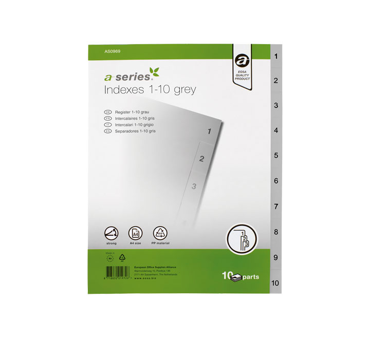 INDICE A-SERIES 1-10 PP A4 GRIS AS0969