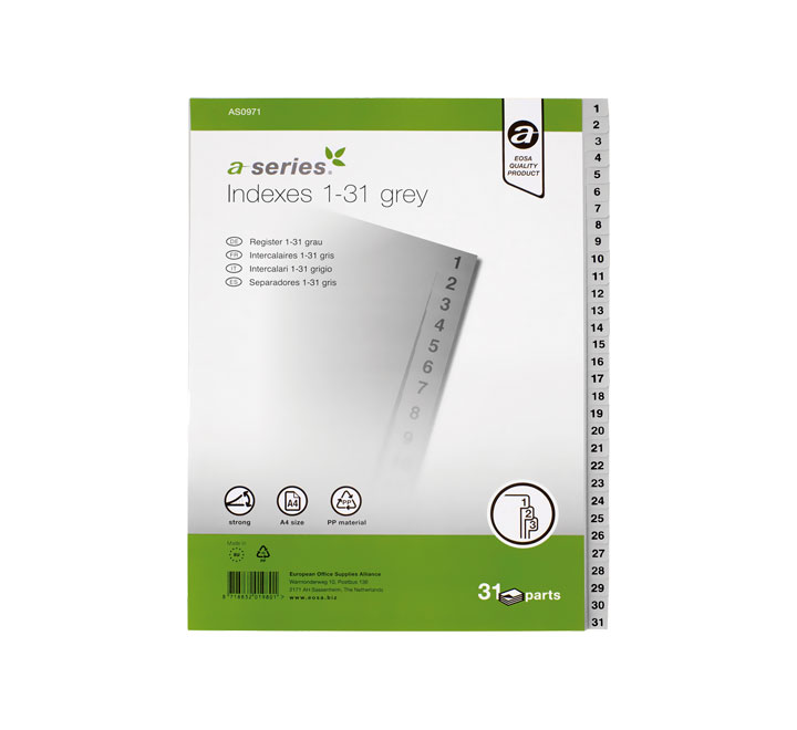 INDICE A-SERIES 1-31 PP A4 GRIS AS0971