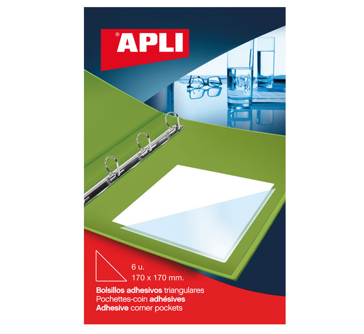 PACK 6U BOLSILLOS APLI TRIANGULAR 17X17CM