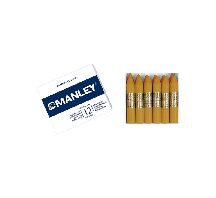 ESTUCHE 12 CERAS MANLEY MNC05060 OCRE MADERA